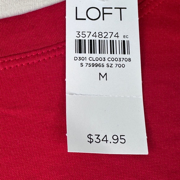 NWT Loft Lightweight Cotton Blend Red Tee M - Picture 2 of 7